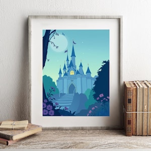 Disneyland Castle Night Art Print - Disney Castle Art - Classic Disney