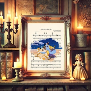 Aladdin and Friends Splatter Friend Like Me Sheet Music Art Print