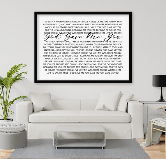 God Gave Me You Lyrics Music Wedding Song Canvas Art | Etsy