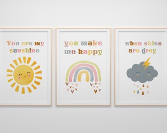 Neutral Baby Nursery Art, You Are My Sunshine, Nursery Decor, Boho Art