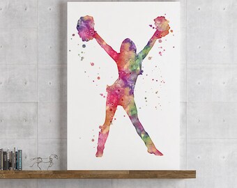 cheer leader cheerleading print Watercolor a4 wall art picture gift 87 unframed