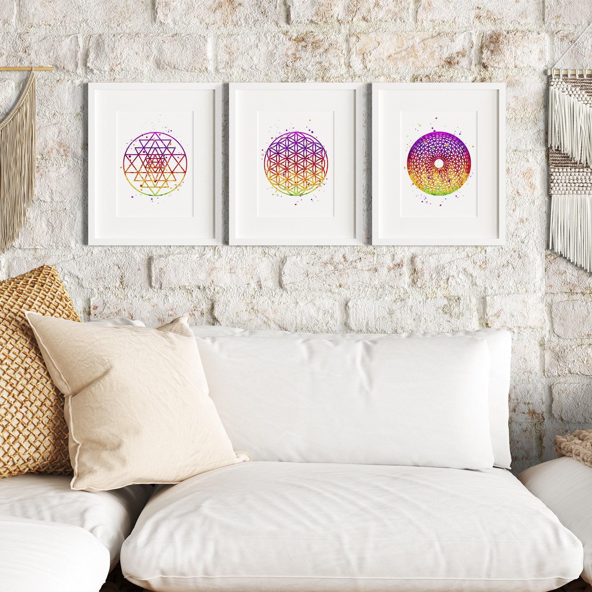 Sacred Geometry Wall Art Set | Sri Yantra, Flower of Life & Torus ...
