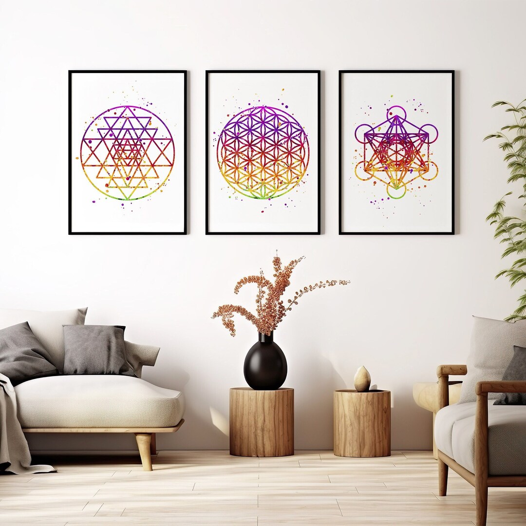 Sacred Geometry Wall Art | Sri Yantra Print | Flower of Life Print ...