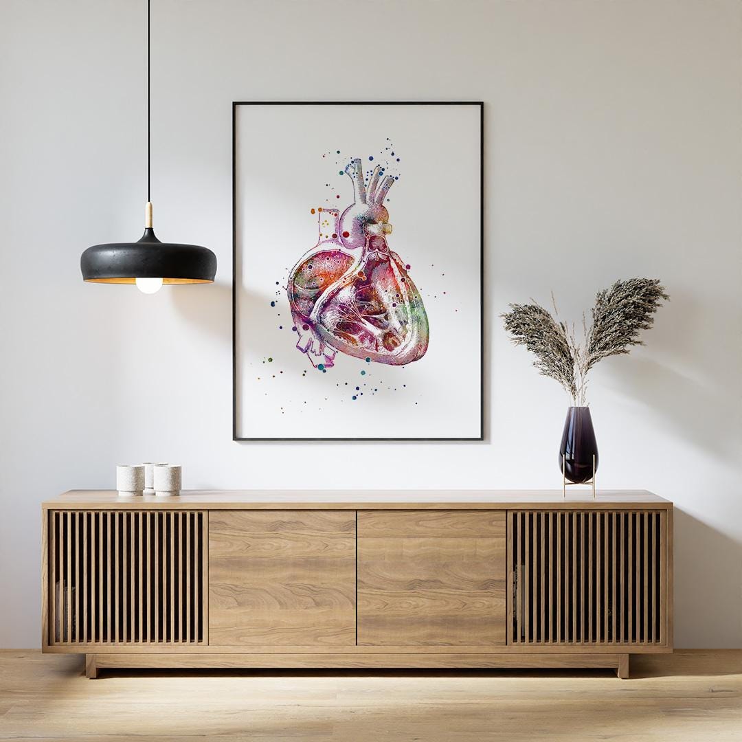 Anatomical Heart Printable Watercolor, Cardiology Wall Art, Medical ...