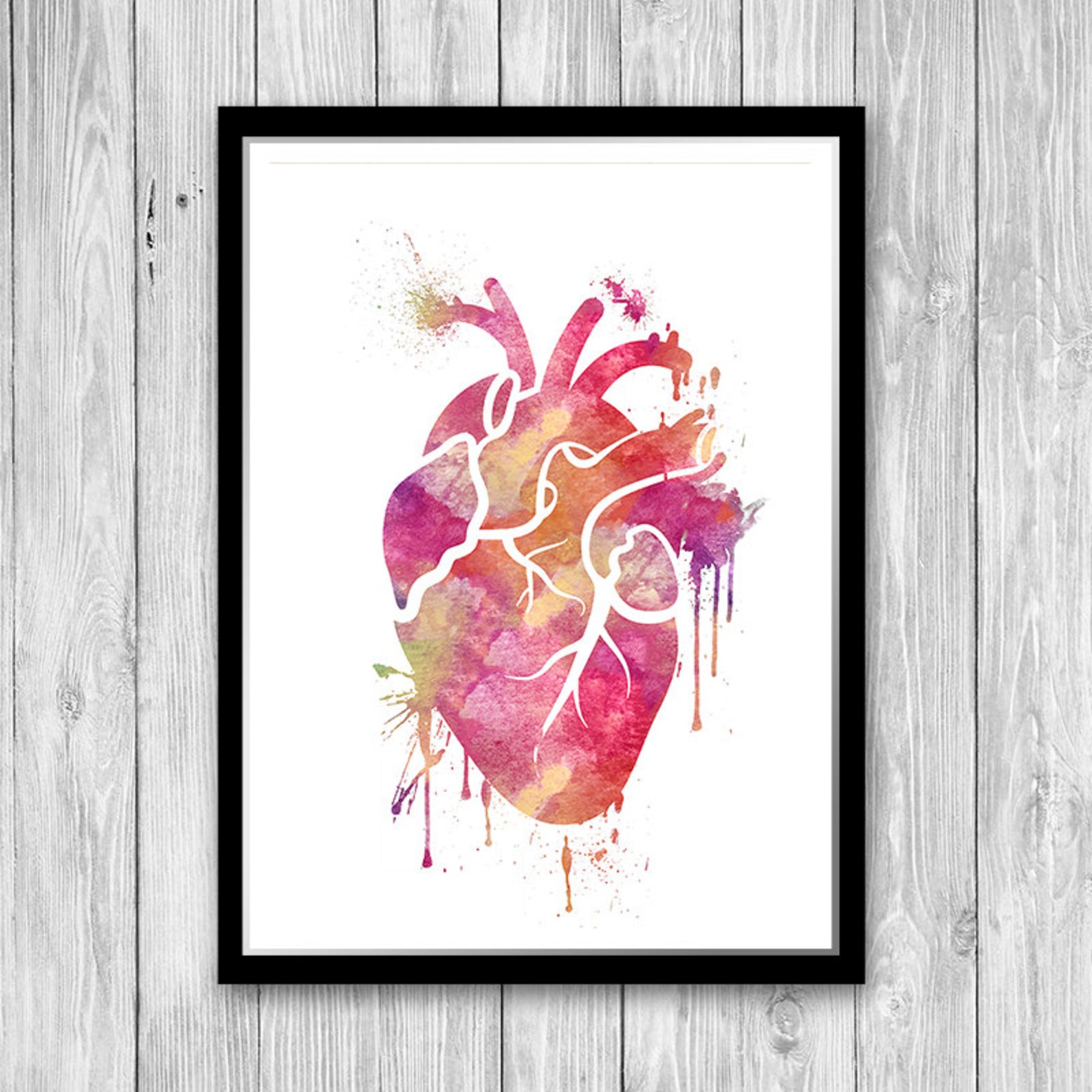 Human Heart Print Set Anatomy Art Watercolor Heart Set of 3 Etsy