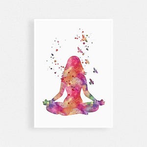 Yoga poster | Meditation room decor | Yoga pose art watercolor print