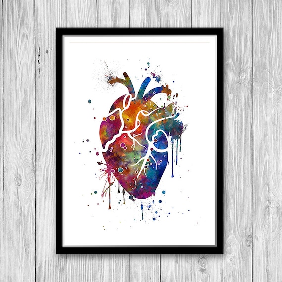 Wall Hangings Heart Health Watercolor Print Medical Art Anatomy ...
