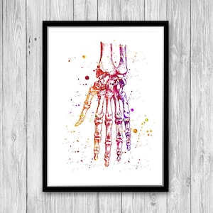 Orthopedic Surgeon Gift Hand Anatomy Art Print Medical Wall Decor Doctor Birthday Present Clinic Decor Watercolor Human Hand Poster
