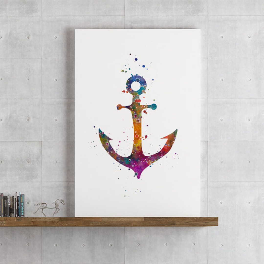Anchor Decor for Kids Room Watercolor Print Nursery Nautical Wall Art ...