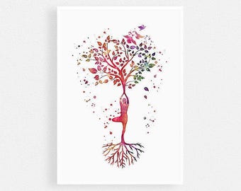 Meditation Room Decor | Yoga poster | Yoga Tree Watercolor Print | Yoga Studio Wall Art