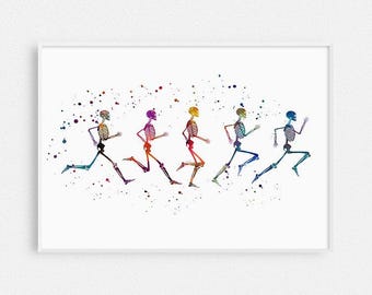 Physical therapist gift Skeleton running print Sports medicine art Doctor Orthopedic therapists office decor