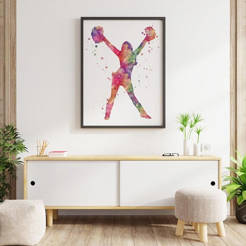 Cheerleading Print, Watercolor Artwork for Teen Girl Room Decor ...