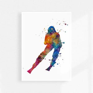Downhill skier art print, watercolor skier poster