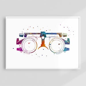 Optometry Office Decor, Trial Frame Eyeglasses Watercolor Art Print,  Eye Doctor Practice Decoration, Ophthalmology Medical Colorful Artwork