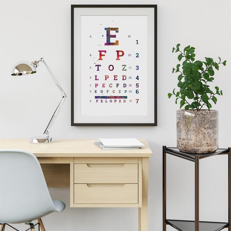 Optometry Art, Eyes Test Poster, Colorful Watercolor Artwork for ...