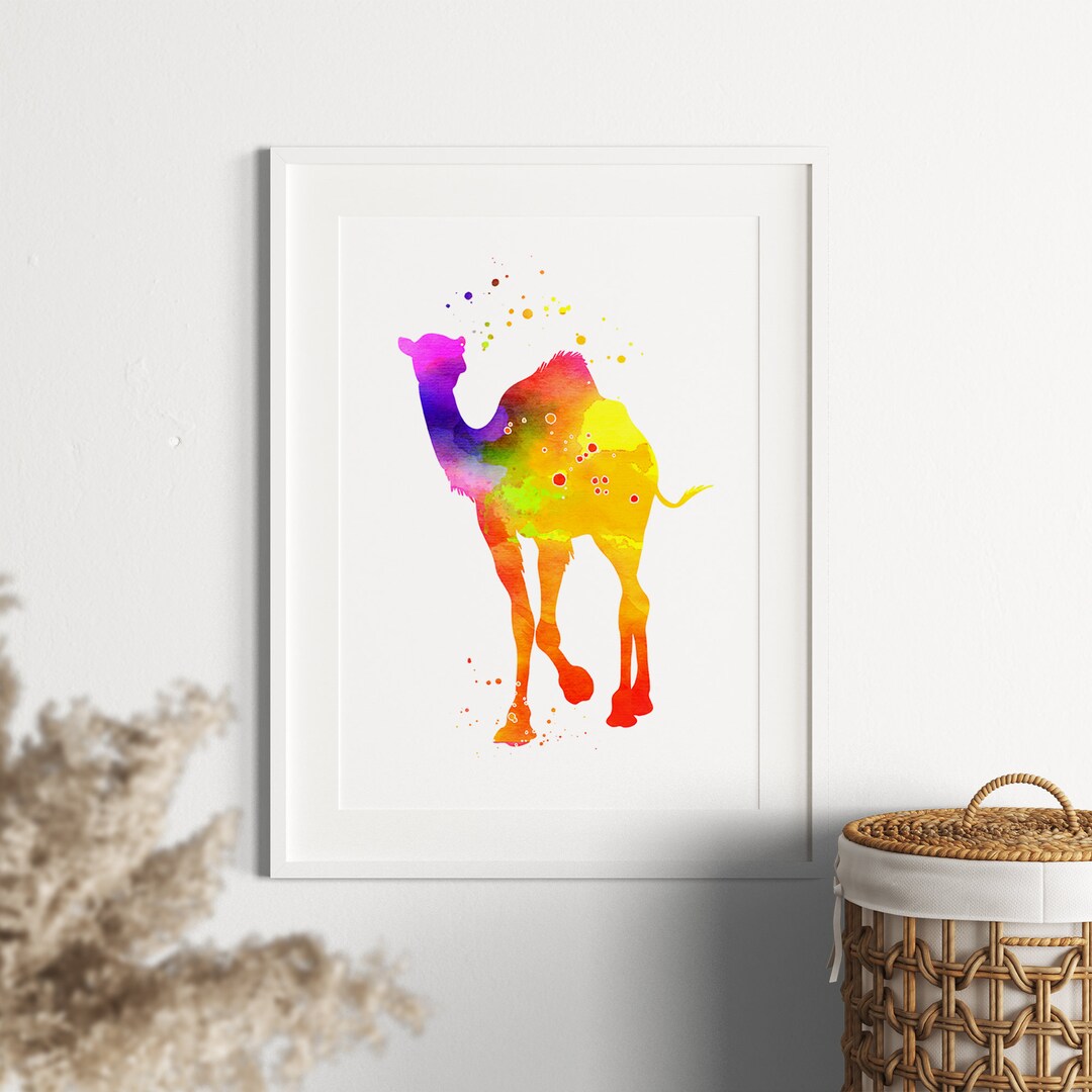 Camel Wall Art - Desert Animals Nursery Decor - Multicolored Vibrant ...