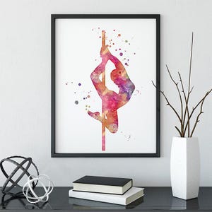 Pole Dance art print | Pole dancer watercolor print | Pole dancing poster | Dance studio decor image 5