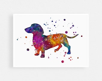 Dog Art, Dachshund Watercolor Art Print, Home Decor, Kids Room Wall Art