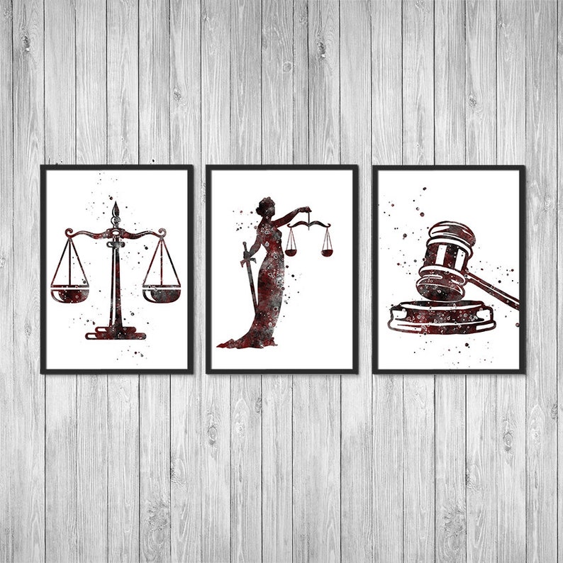 Lawyer Gift for Women Law Office Decor Set of 3 Watercolor Etsy