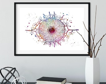 Ophthalmology Art Print, Iris Eye Anatomy Colorful Watercolor Artwork, Optometry Wall Art, Doctor Ophthalmologist Office Decor, Iridology