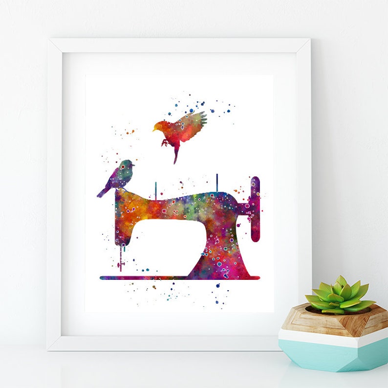 Sewing Room Wall Art Sewing Machine Watercolor Print Craft Etsy