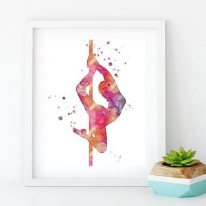 Pole Dance art print | Pole dancer watercolor print | Pole dancing poster | Dance studio decor image 3