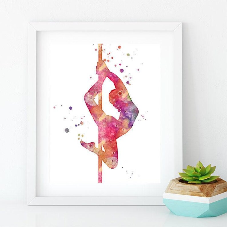 Pole Dance art print | Pole dancer watercolor print | Pole dancing poster | Dance studio decor image 3