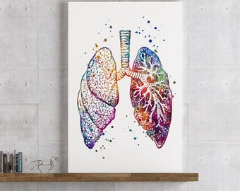 Anatomical lungs Watercolor Print Doctor Office Decor Medical Student Gift Pre Med Student Room Wall Art