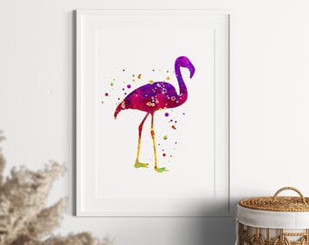 Flamingo Aquarell Druck, Tropische Vibes für die Dekoration, Wohndekoration, Wohnzimmer, Schlafzimmer, Kinderzimmer