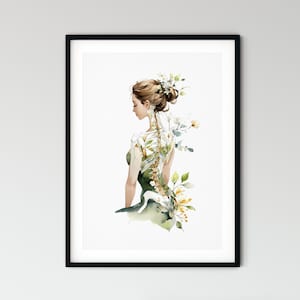 Massage room decor spine wall art botanical watercolor print mockup