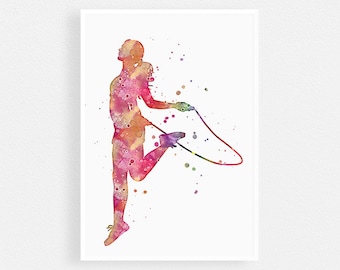 Jump Rope Girl Watercolor Print - Perfect Sports Art for Girls Room Wall Decor