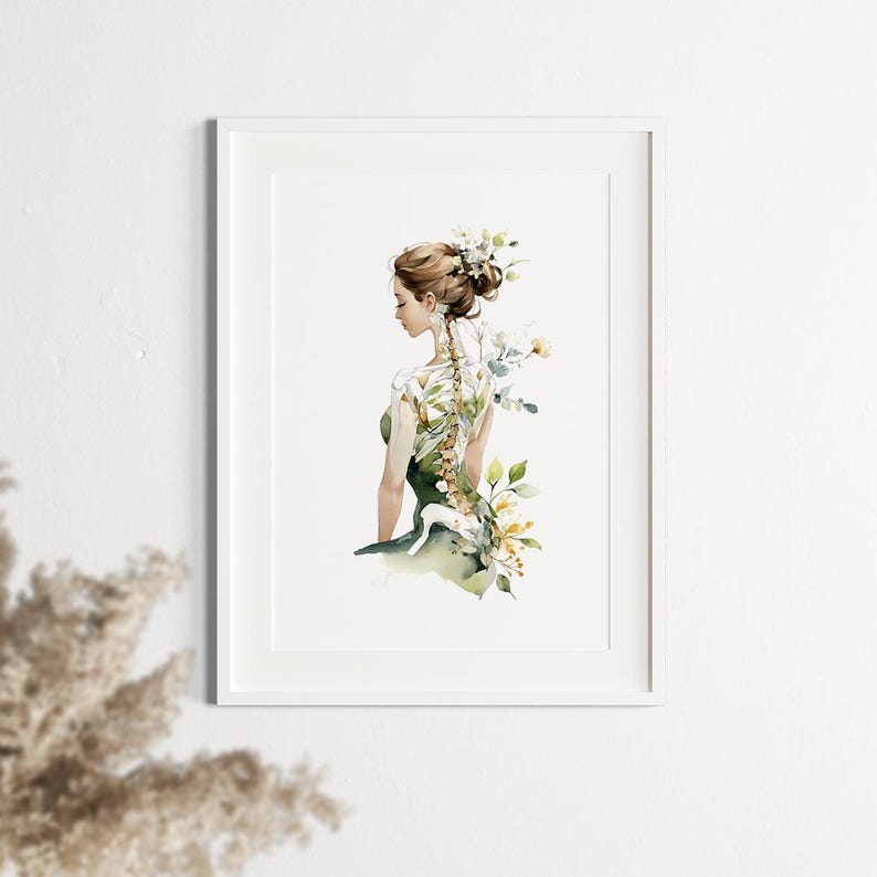 Posture-inspired spine wall art minimalist wellness decor physical print