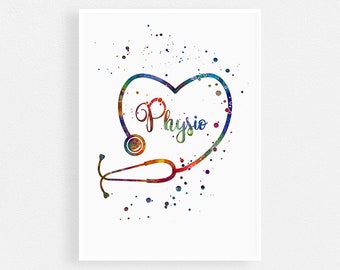 Chest physiotherapist office decor | Physio watercolor print | Graduation gift | Physical therapy clinic wall art decoration