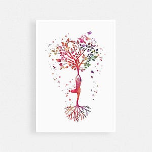 Meditation Room Decor | Yoga poster | Yoga Tree Watercolor Print | Yoga Studio Wall Art