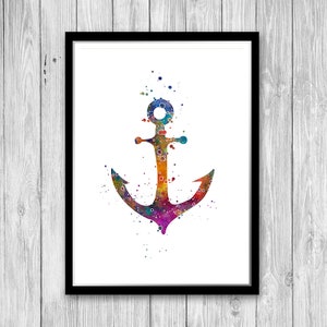 Anchor Decor for Kids Room Watercolor Print Nursery Nautical Wall Art ...