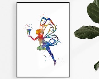 Dental Nurse Room Decor, Tooth Fairy Watercolor Print, Pediatric Dentist Office Wall Art