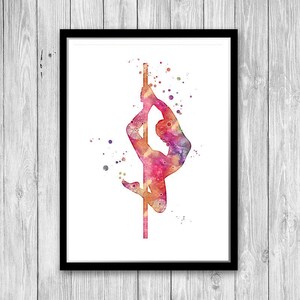 Pole Dance art print | Pole dancer watercolor print | Pole dancing poster | Dance studio decor image 4