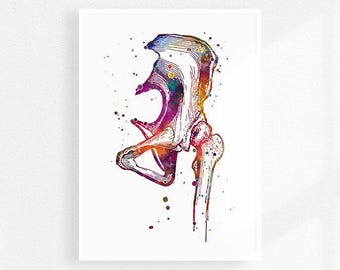 Hip Joint watercolor print, orthopedic surgery, medical art poster, human anatomy print