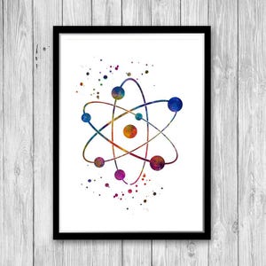 Chemistry Art, Atom Watercolor Print, Science Wall Art, Laboratory Decor, Chemistry Student Gift image 6
