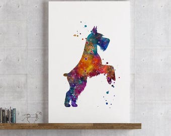 Schnauzer kunst hond moeder cadeau Mittelschnauzer aquarel print woondecoratie kinderkamer muurkunst