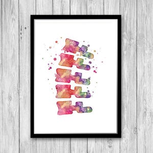Chiropractor Gift Vertebrae Spine Watercolor Print Anatomy Art Doctor Office Decor