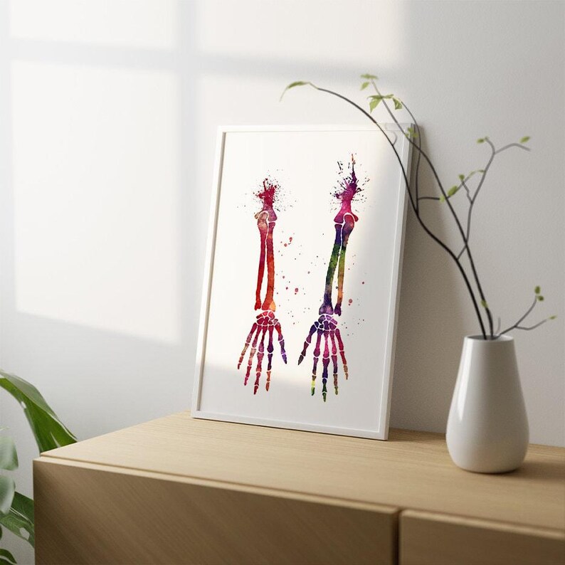 Human Hands Skeletal System Watercolor Print - Anatomy Art for ...