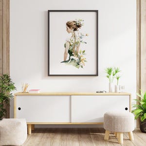 Therapist gift botanical spine watercolor wall art for massage studio