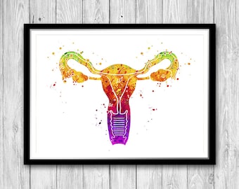 Uterus Obgyn gift Female Reproductive System Watercolor print Doctor Gynecologist Office Decor Anatomy Art