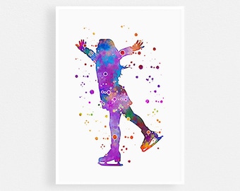 Ice skating print | Nursery decor | Girl Ice Skater watercolor print for girls room decor