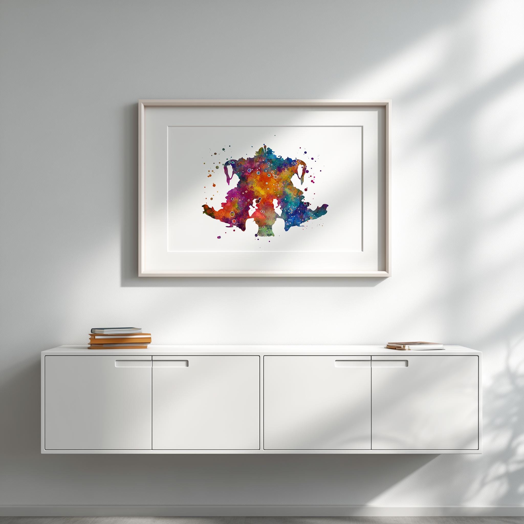 Rorschach Inkblot Print, Colorful Psychology Wall Art, Therapist Office ...