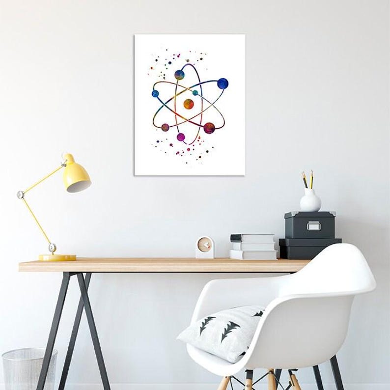 Chemistry Art, Atom Watercolor Print, Science Wall Art, Laboratory Decor, Chemistry Student Gift image 5