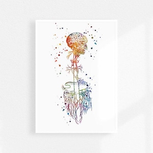 Vagus Nerv Aquarell Kunstdruck, Anatomie Kunst, Neurologe und Neurologe Arzt Geschenk, Ostepath Büro Dekor