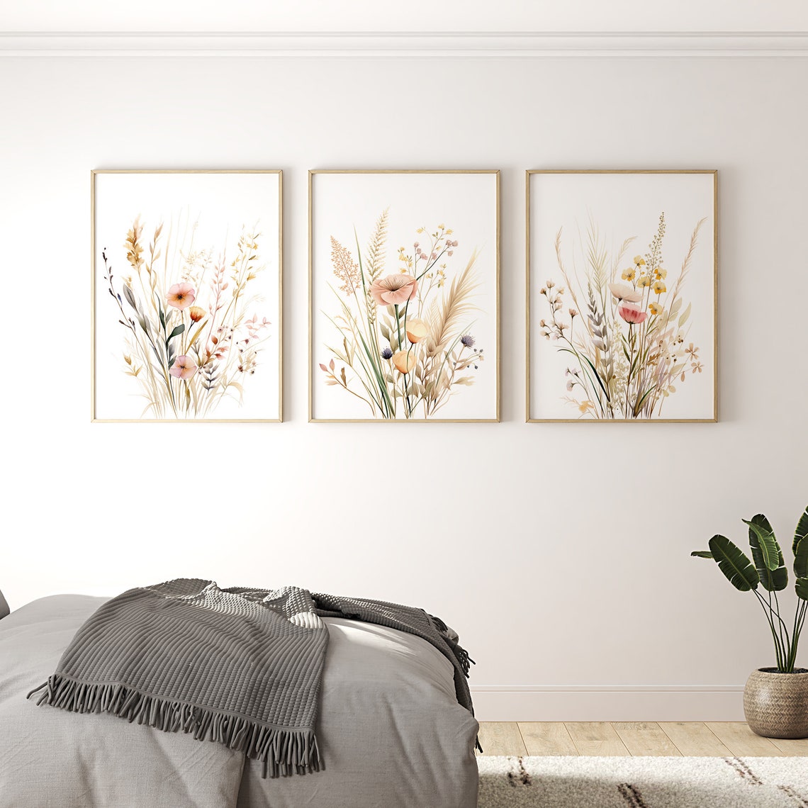 Boho Nursery Decor | Wildflowers Prints | Floral Baby Girl Nursery Wall ...