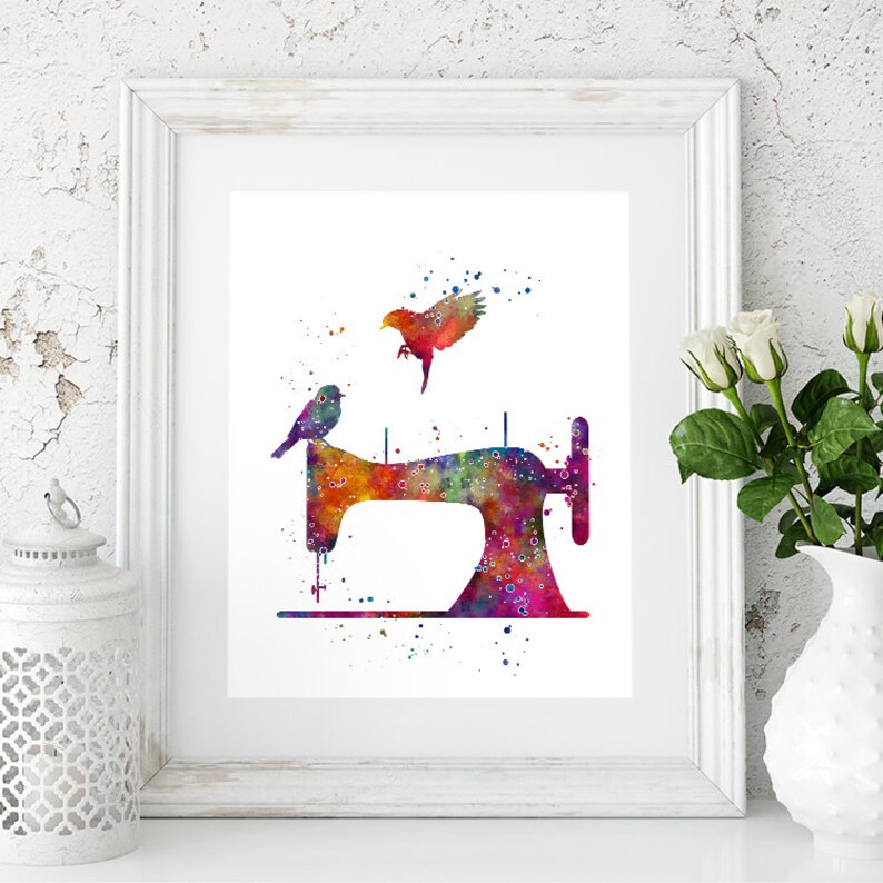 Sewing Room Wall Art Sewing Machine Watercolor Print Craft Etsy